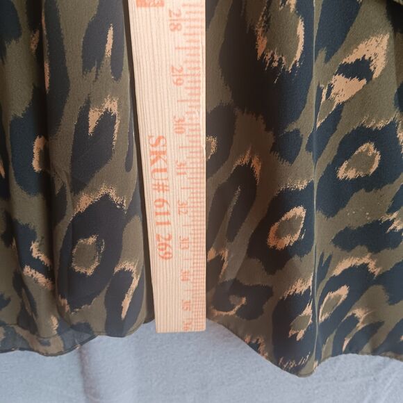 Renata Gasparian GREEN Leopard Print Maxi High Slit Skirt Large ( Fits Like -4) - Picture 11 of 14